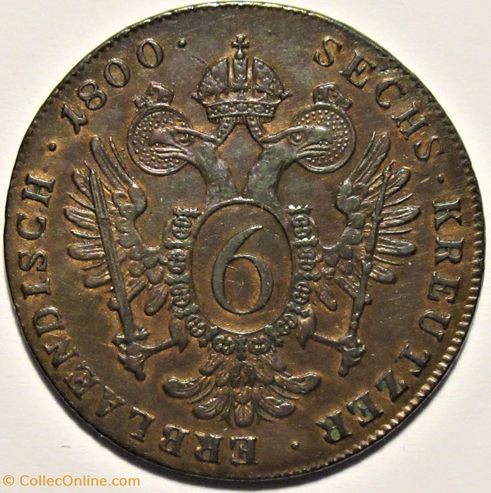 Franz II - 6 Kreutzer 1800 Prague, Austrian Empire monnaies monde autriche franz ii 6 kreutzer 1800 prague austrian empire