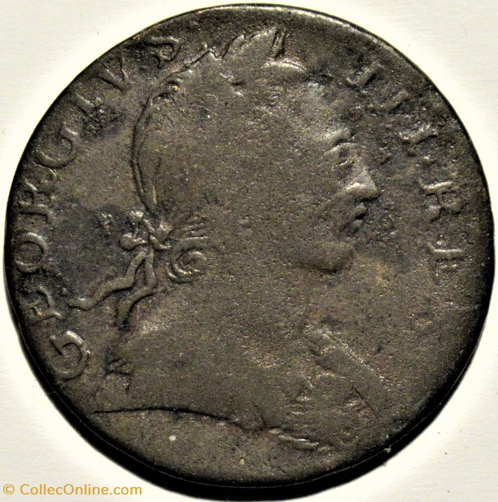 1774 Half Penny No Regal - George III of Great Britain (ex.3) monnaies monde royaume uni 1774 half penny no regal george iii of great britain ex 3