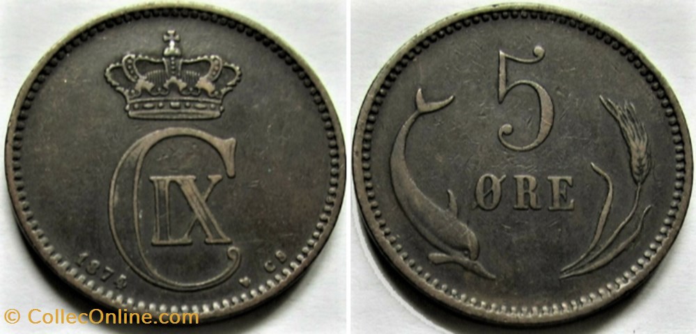 Christian IX Denmark - 5 Øre 1874 monnaies monde danemark christian ix denmark 5 re 1874