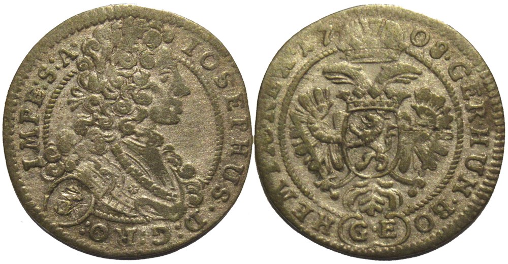 1708 Prague, 3 Kreuzers - Joseph I of Habsburg monnaies europe medievale royaume de boheme 1708 prague 3 kreuzers joseph i of habsburg