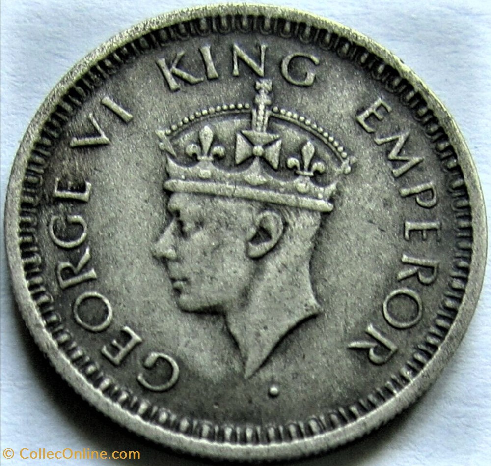 George VI - Half Rupee 1944 Bombay - British India (ex.2) 2 monnaies monde inde george vi half rupee 1944 bombay british india ex 2