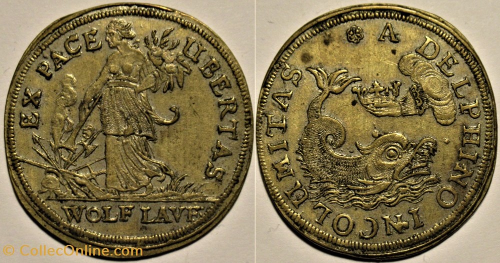 Dauphiné, Wolf Lauffer Rechenpfennig from Nürnberg, Germany monnaies paranumismatique jetons poids dauphine wolf lauffer rechenpfennig from nurnberg germany