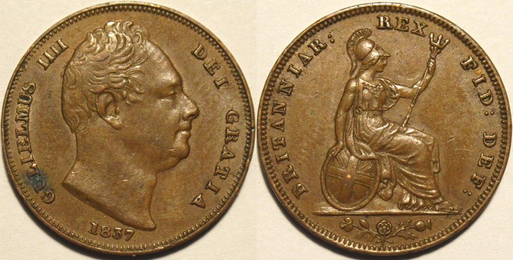 William IV - One Farthing 1837 Kingdom of Great Britain monnaies monde royaume uni william iv one farthing 1837 kingdom of great britain