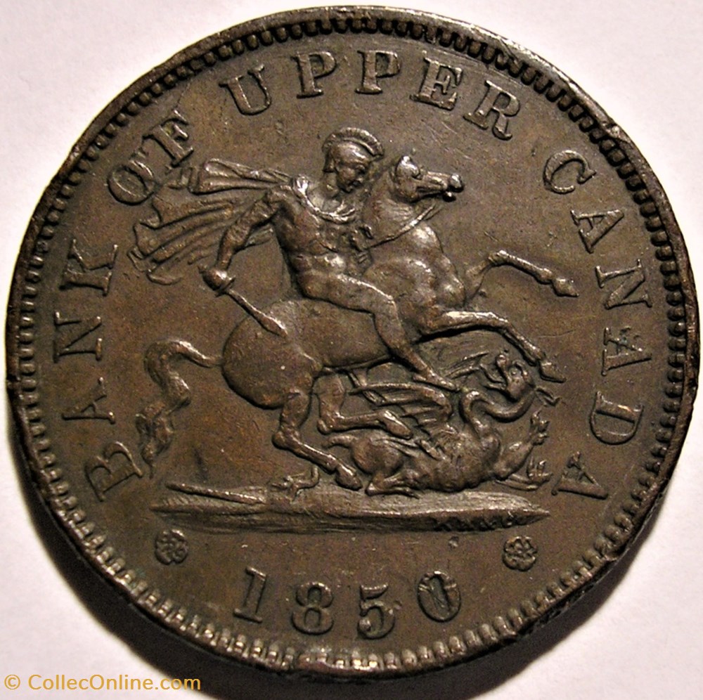 Upper Canada - 1850 One Penny Bank Token, St. George 2 monnaie monde canadum upper canada 1850 one penny bank token st george