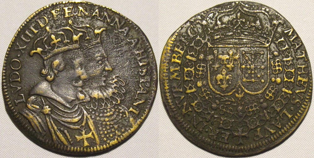 Louis XIII & Anne d'Autriche - Jeton de M. Lauffer, ca.1616 monnaies paranumismatique jetons poids louis xiii anne autriche jeton de m lauffer ca 1616