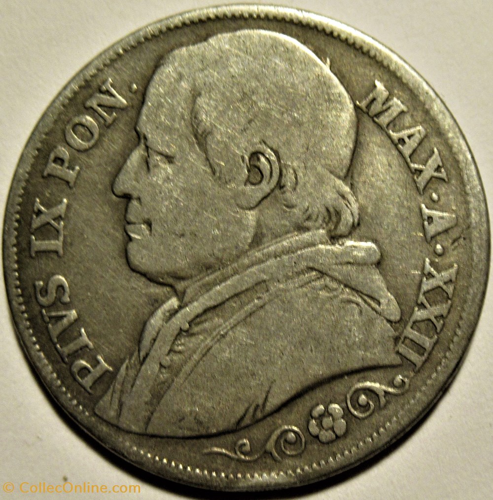 Pio IX, Papa - 2 Lire 1868, Anno XXII - Vaticano 2 monnaies monde pio ix papa 2 lire 1868 anno xxii vaticano