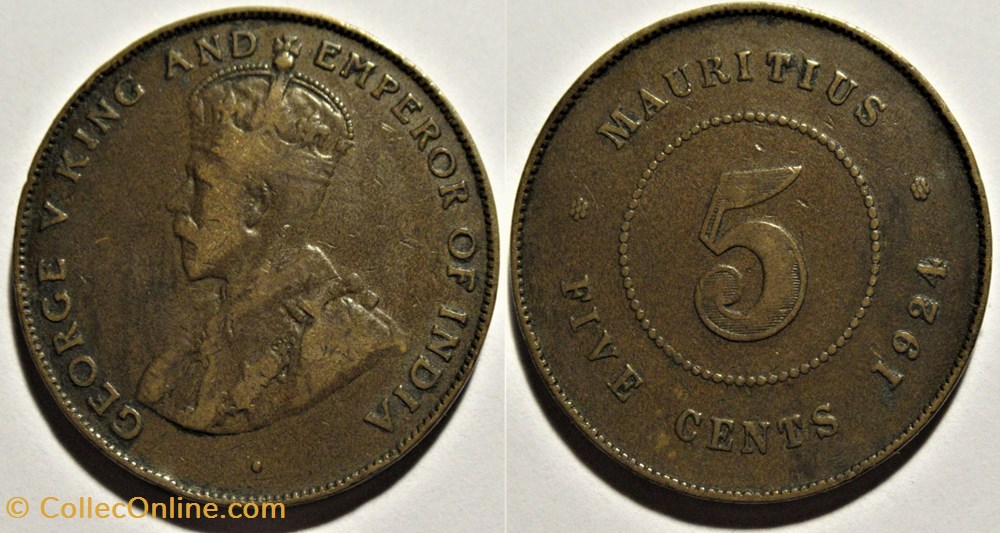 monnaies monde maurice george v 5 cents 1924 mauritius