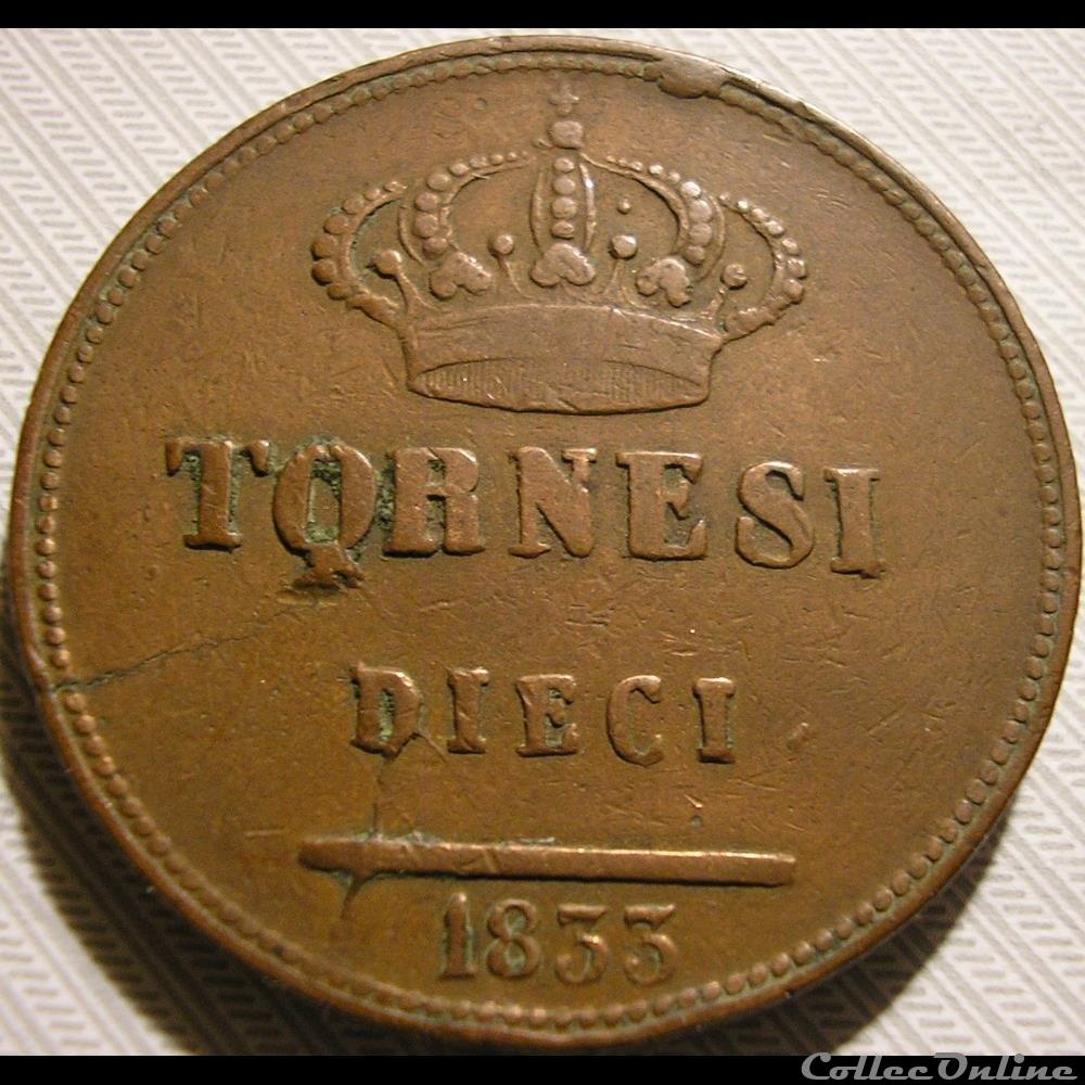1833 Royaume de Naples, 10 Tornesi - Ferdinando II 2 monnaie monde italie 1833 royaume de naples 10 tornesi ferdinando ii