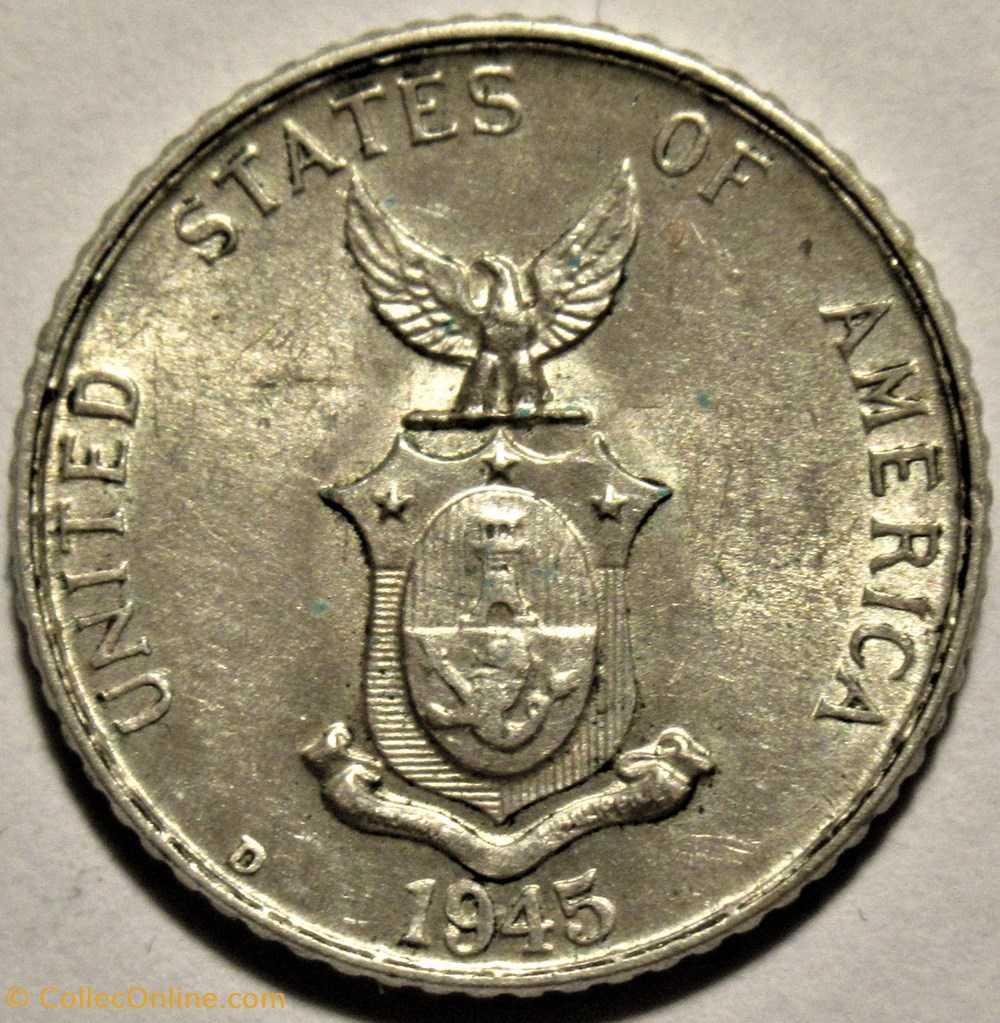 1945 Denver, 10 Centavos - Philippines U.S. Administration monnaies monde 1945 denver 10 centavos philippines u s administration