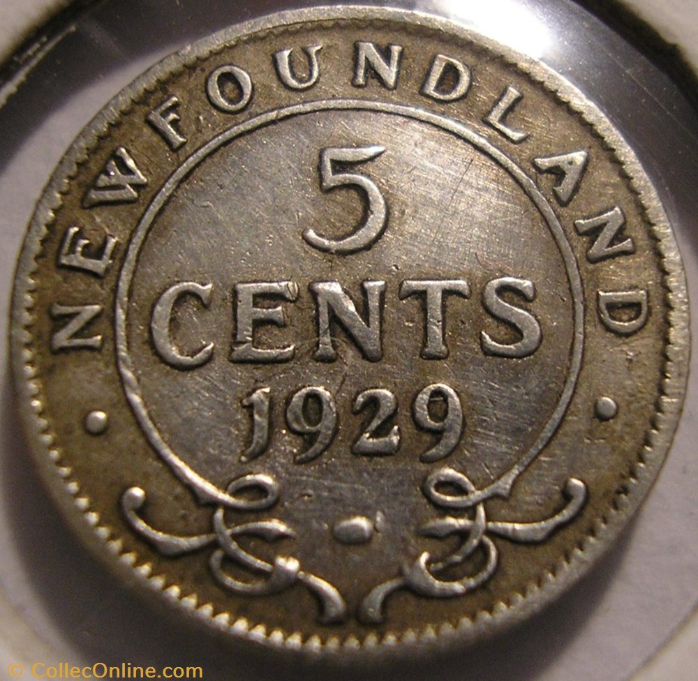 George V - 5 Cents 1929 Newfoundland monnaie monde canadum george v 5 cents 1929 newfoundland