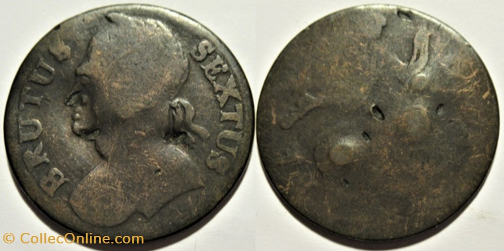 1777 George III (II) - Evasion, No regal Half Penny - BRUTUS SEXTUS 3 monnaies europe medievale royaume d angleterre 1777 george iii ii evasion no regal half penny brutus sextus