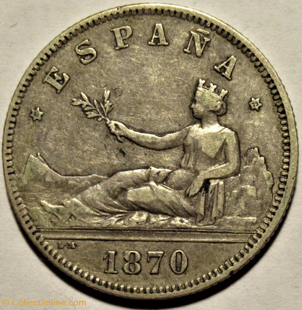 1870 (73) - 2 Pesetas - Provisional Government of Spain monnaies monde espagne 1870 73 2 pesetas provisional government of spain