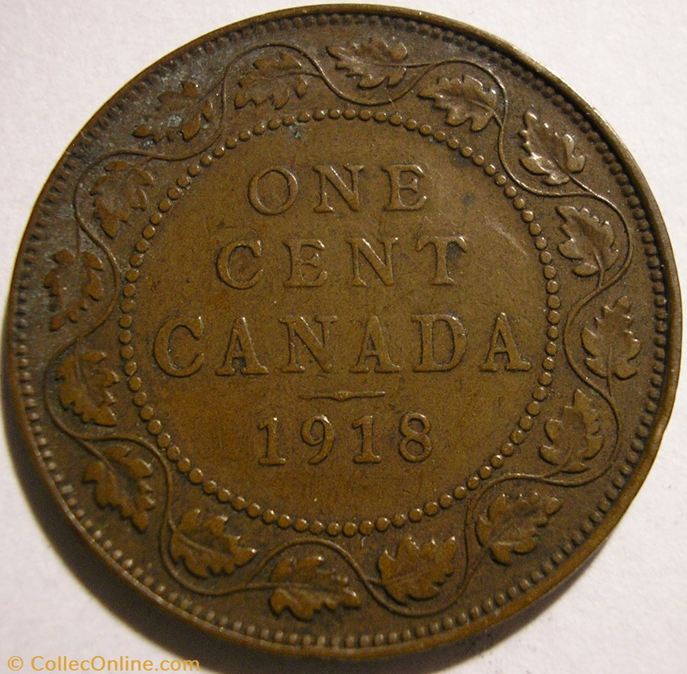George V - 1 Cent 1918 (ex.2) monnaie monde canadum george v 1 cent 1918 ex 2