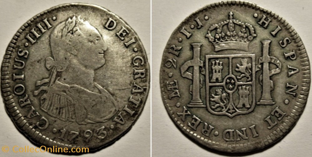 Peru - 2 Reales 1793 Lima - Carlos IV de España monnaies monde perou peru 2 reales 1793 lima carlos iv de espana