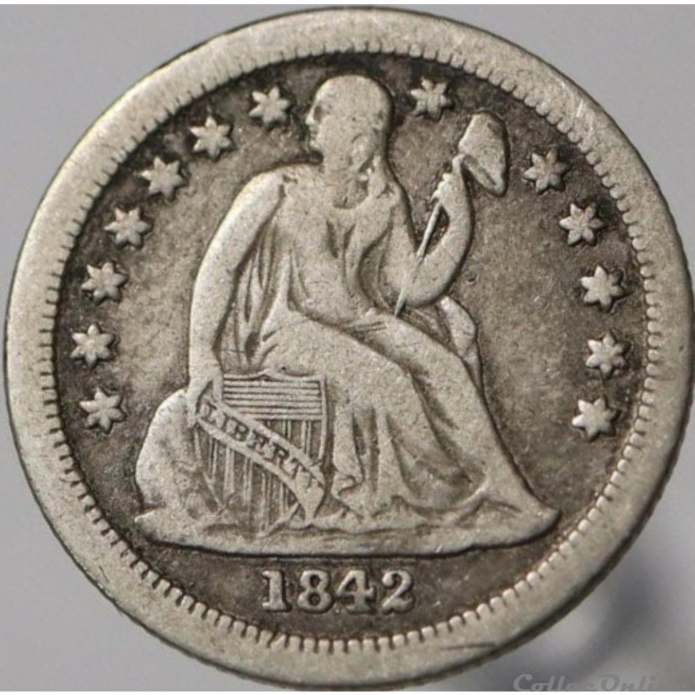 1842 o Dime / 10 Cents 3 monnaie monde etat uni 1842 o dime 10 cents