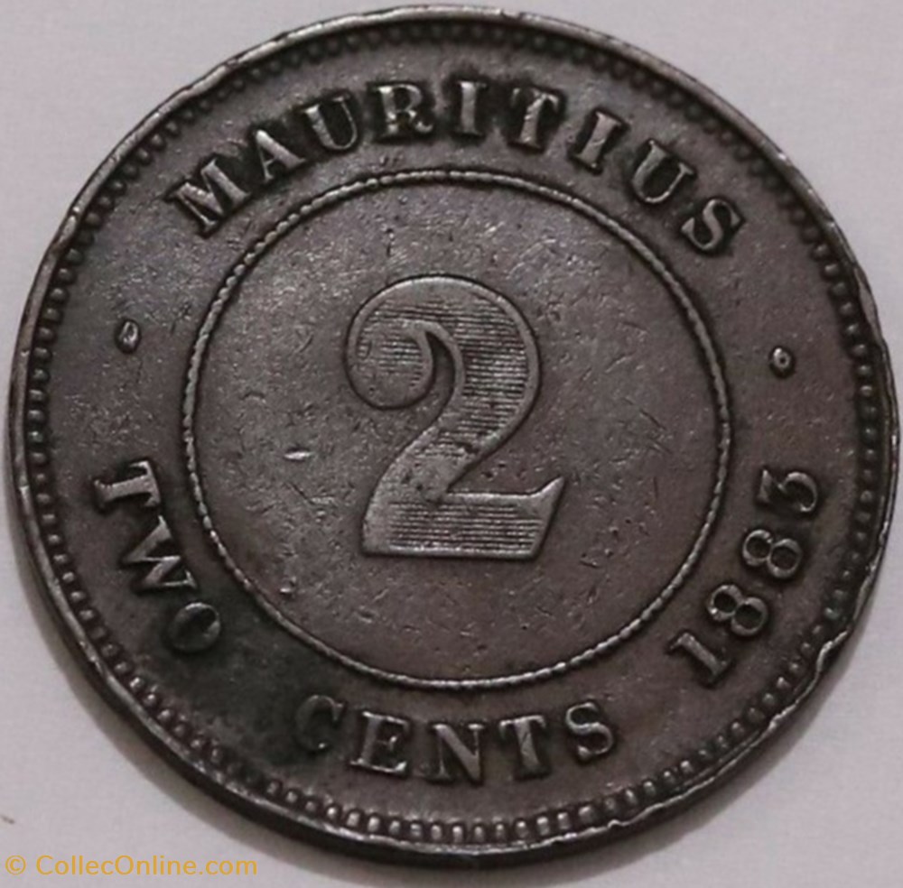 Victoria - Two Cents 1883 - Mauritius Island 3 monnaies monde maurice victoria two cents 1883 mauritius island