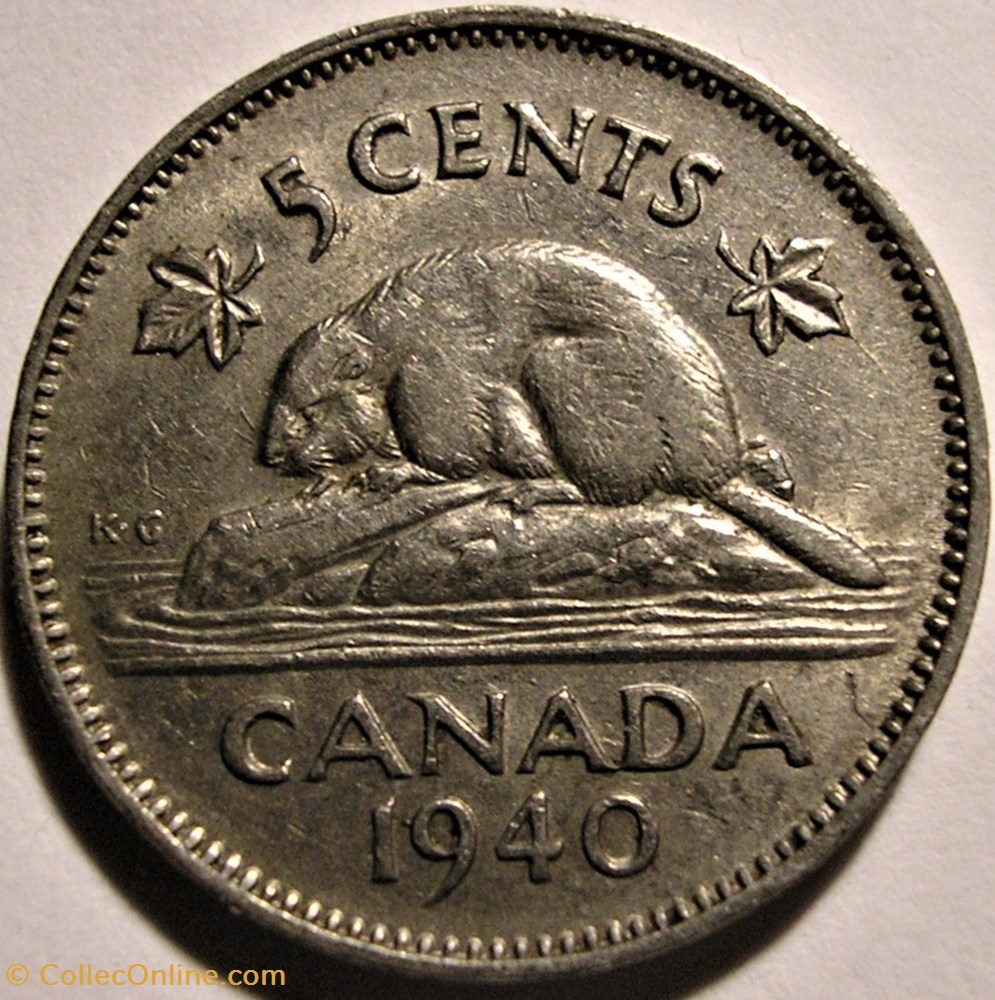 George VI - Five Cents 1940 monnaie monde canadum george vi five cents 1940