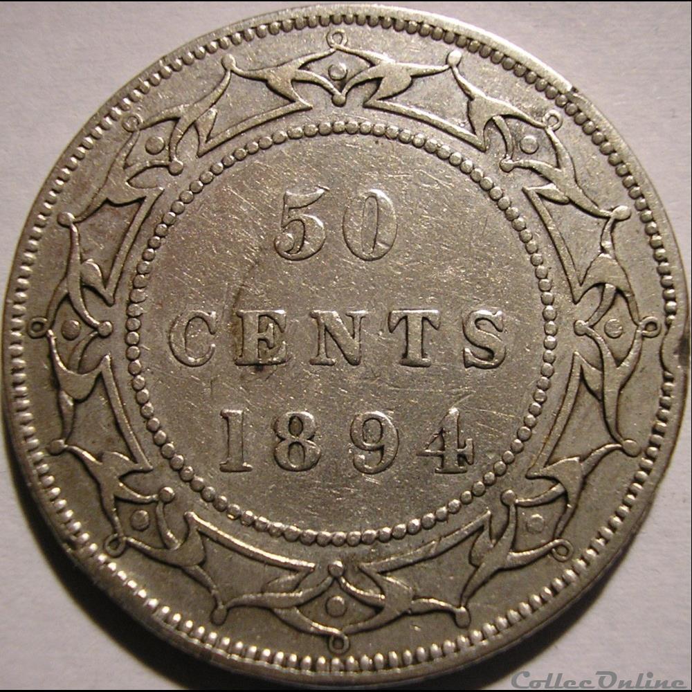 monnaie monde canadum victoria 50 cents 1894 newfoundland
