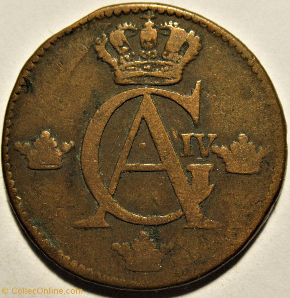 Sweden - Gustav IV Adolf - 1/2 Skilling 1809 2 monnaies monde suede sweden gustav iv adolf 1 2 skilling 1809