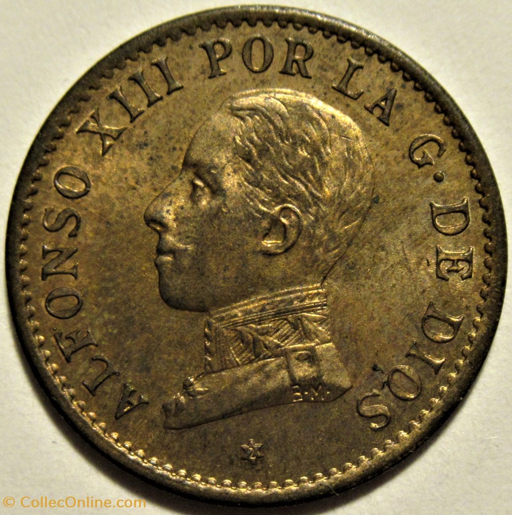 1912 - 1 Centimo - Alfonso XIII de España 2 monnaies monde espagne 1912 1 centimo alfonso xiii de espana