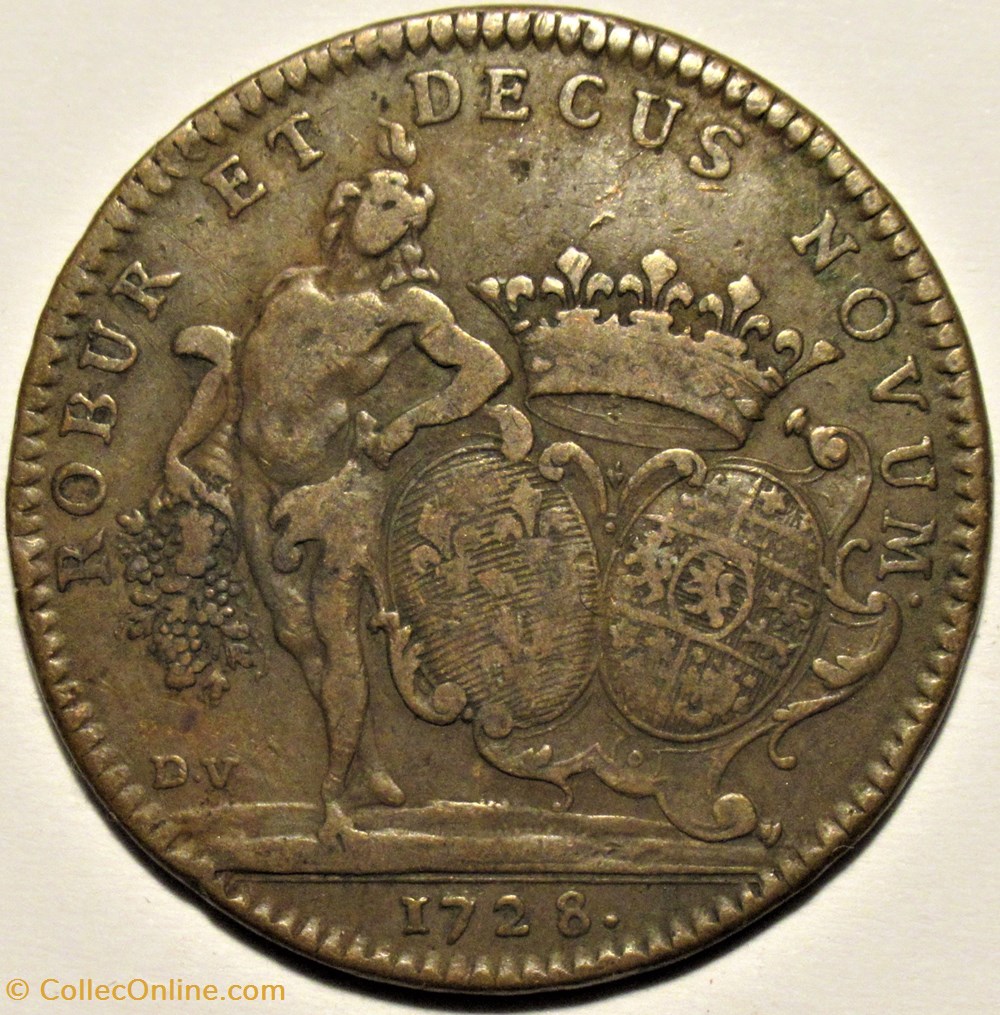 Jules de Bourbon-Condé - 1728 Jeton des États de Bourgogne, " Robur et Decus Novum" monnaies paranumismatique jetons poids jules de bourbon conde 1728 jeton des etats de bourgogne robur et decus novum