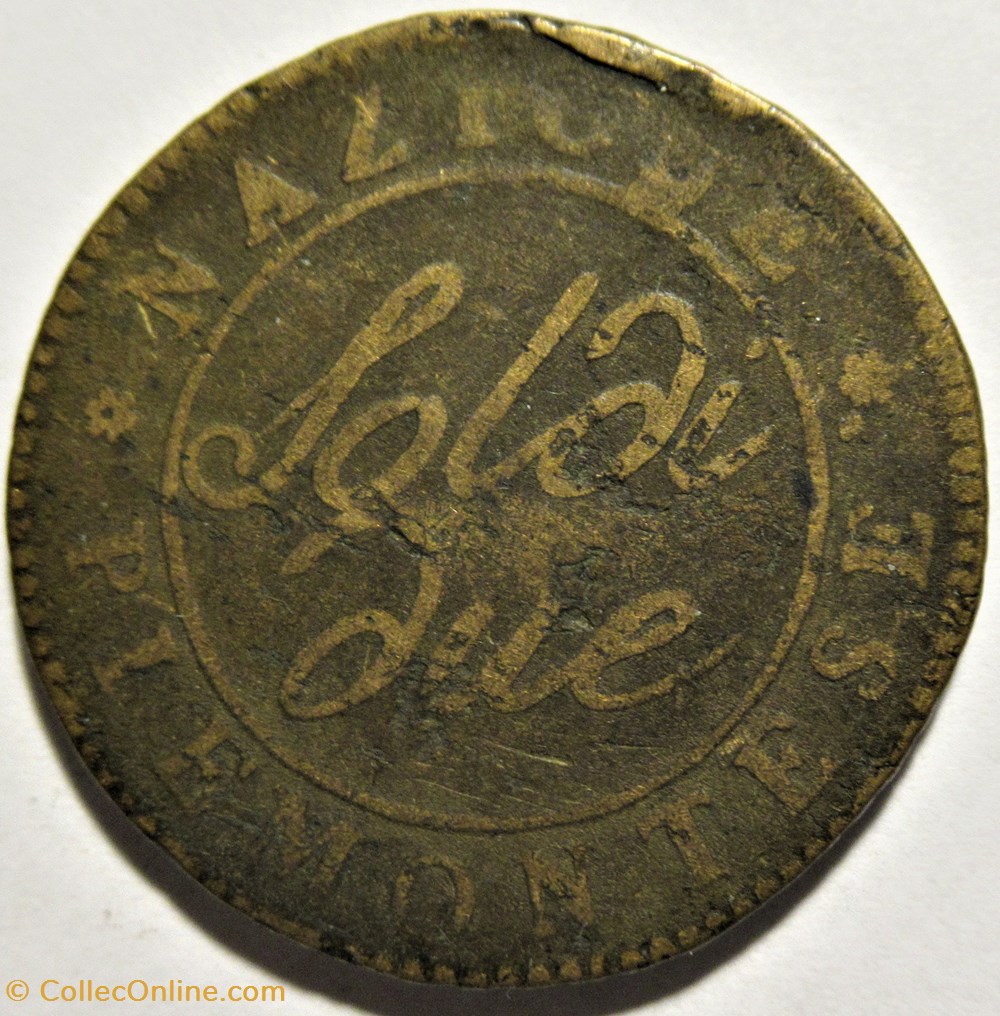 An 9 République du Piédmont, 2 Soldi 1800 2 monnaies monde italie an 9 republique du piedmont 2 soldi 1800
