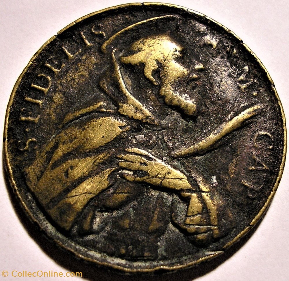 Saint Fidelis of Sigmaringen & Saint Joseph of Leonessa - Medal ca.1750 4 patrimoine religieux souvenir saint fidelis of sigmaringen saint joseph of leonessa medal ca 1750