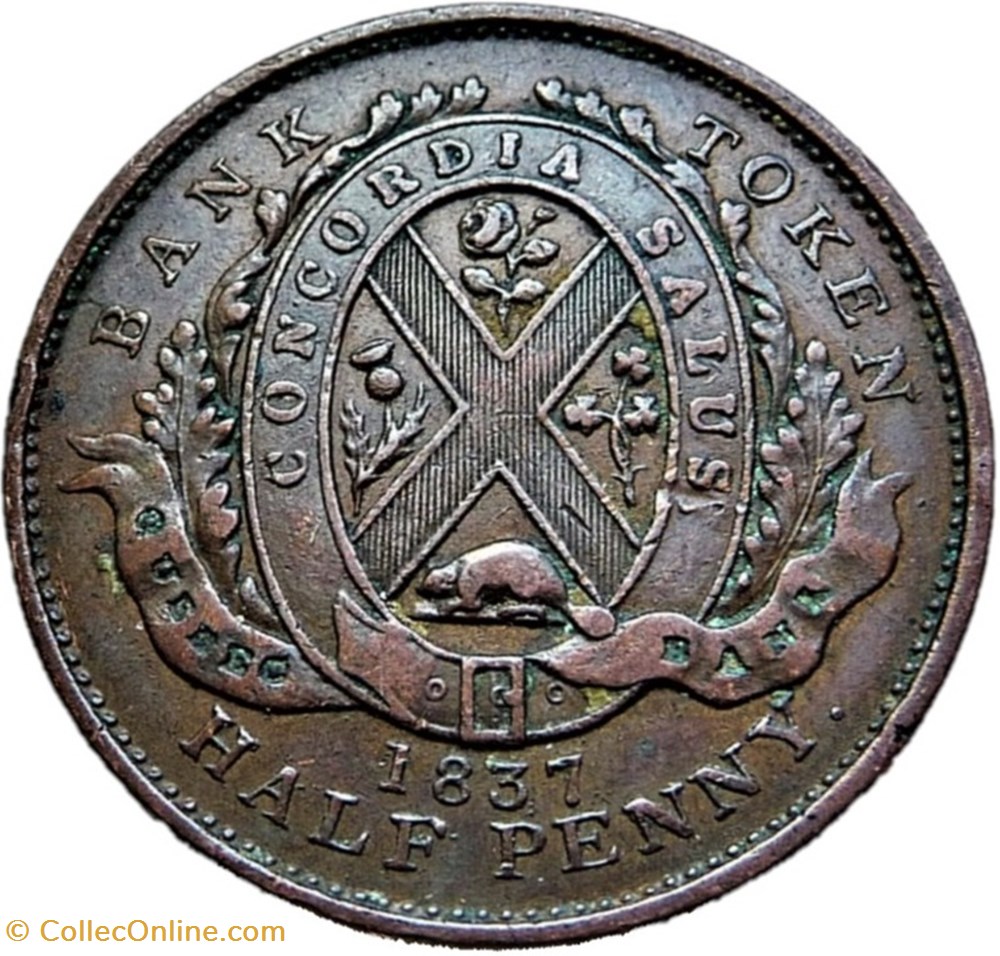 Bas-Canada 1837, Un Sou / Half Penny - Quebec Bank Token monnaies monde bas canada 1837 un sou half penny quebec bank token