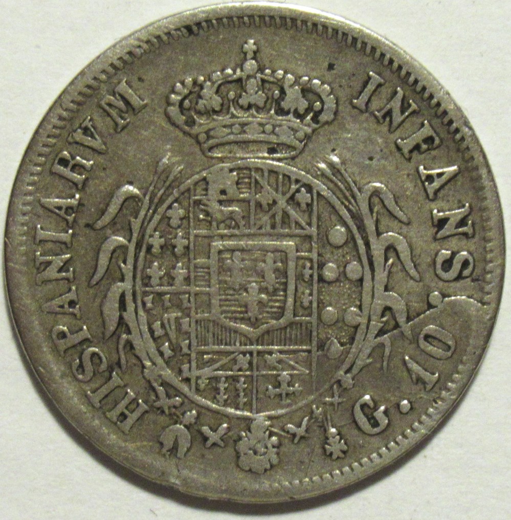 1818 Royaume des Deux-Siciles, 10 Grana - Ferdinando I de Bourbon-Siciles (var + Die crack) monnaies monde italie 1818 royaume des deux siciles 10 grana ferdinando i de bourbon siciles var die crack