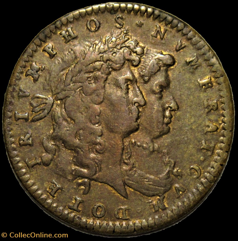 Louis XIV et Marie-Thérèse - 1671, jeton - Anniversaire du Mariage monnaies paranumismatique jetons poids louis xiv et marie therese 1671 jeton anniversaire du mariage
