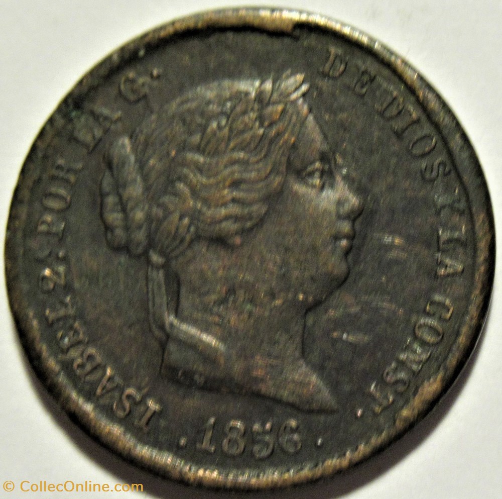monnaies monde espagne 1856 segovia 5 centimos isabel ii de espana