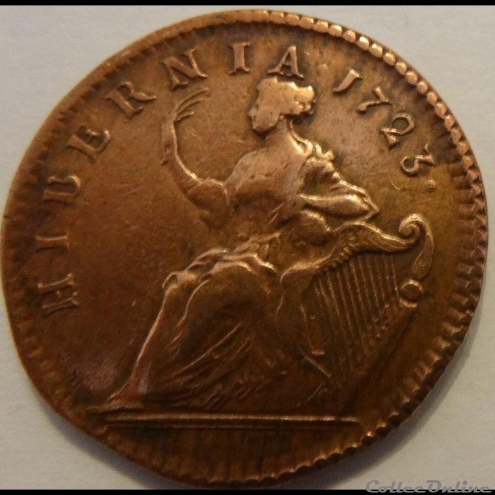 1723 Half Penny - Wood's Hibernia - George Ist monnaie monde irlande 1723 half penny woos hibernia george ist