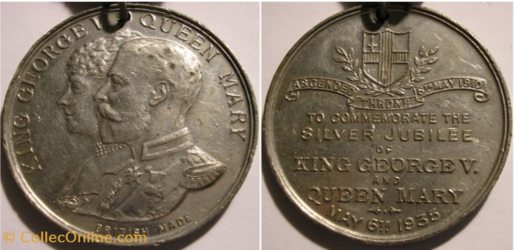 George V & Mary - 1935 Silver Jubilee, British Made Medal medaille royaume uni george v mary 1935 silver jubilee british made medal