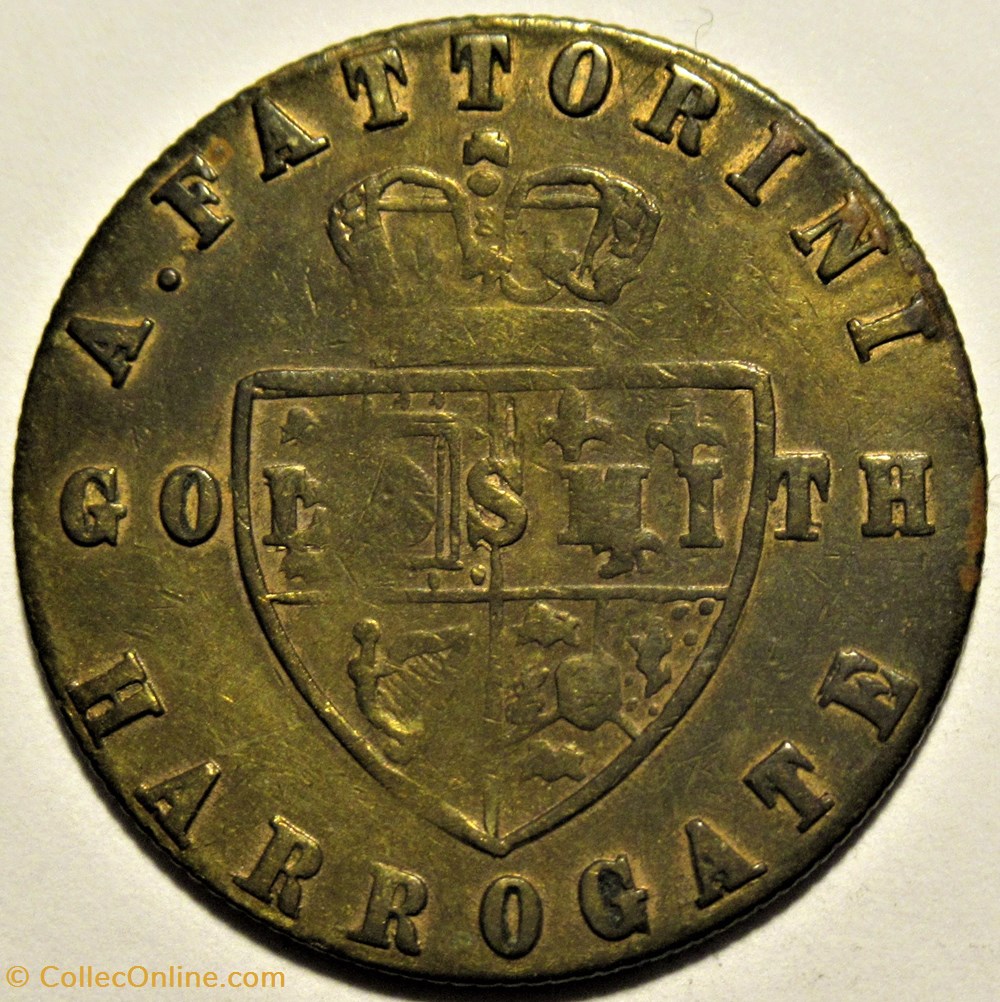 George III - 1790' Spade Guinea Token - A. Fattorini Goldsmiths Harrogate monnaies paranumismatique jetons poids george iii 1790 spade guinea token a fattorini goldsmiths harrogate
