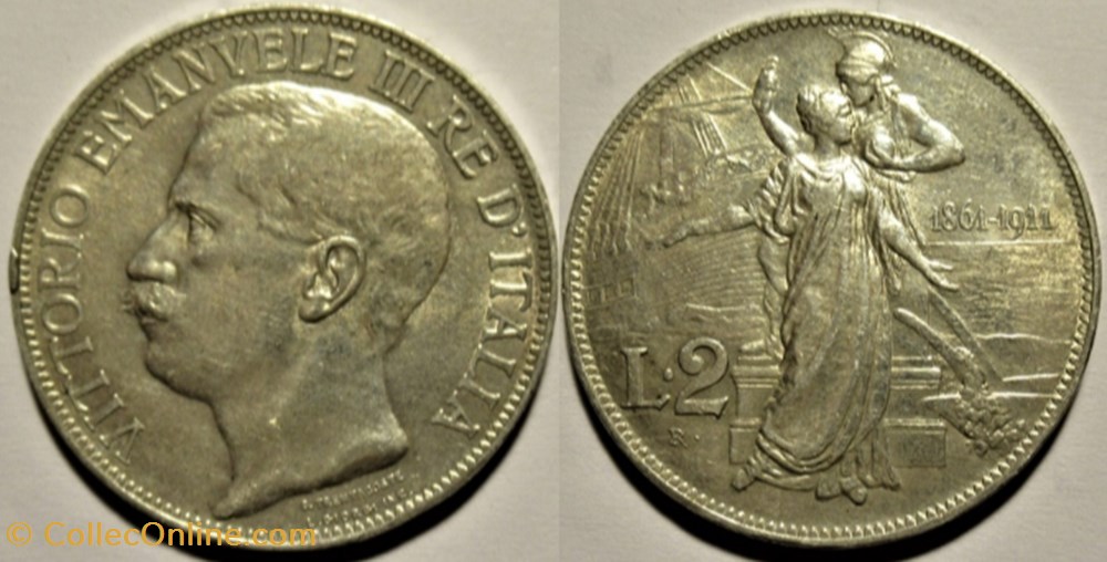 1861-1911 Royaume d'Italie, 2 Lire, Roma - Vittorio Emanuele III (ex.2) monnaies monde 1861 1911 royaume italie 2 lire roma vittorio emanuele iii ex 2