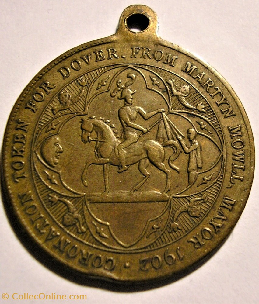 Edward VII - Medalet Coronation 1902, Commemoration at Dover 3 monnaie jeton mereaux edward vii medalet coronation 1902 commemoration at dover
