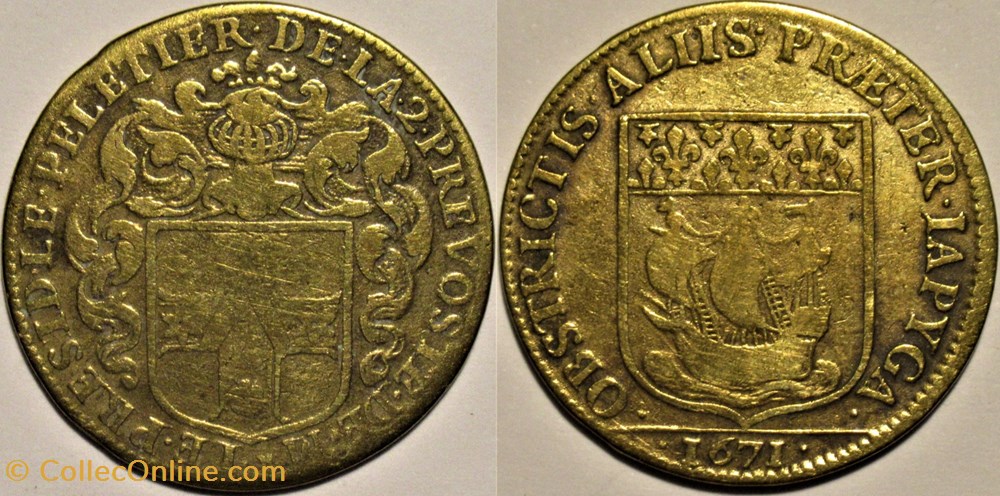 monnaies paranumismatique jetons poids ville de paris jeton 1671 2e prevote de claude le peletier