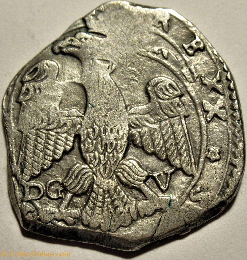 1666 Regno di Sicilia, 4 tarí Messina - Carlo II 3 monnaies europe medievale royaume de sicile 1666 regno di sicilia 4 tari messina carlo ii
