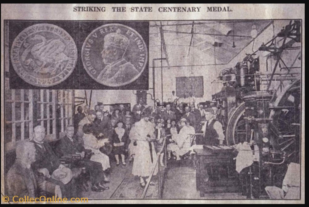 George V of UK - 1929 Western Australian Centenary Medal 4 medailles royaume uni george v of uk 1929 western australian centenary medal