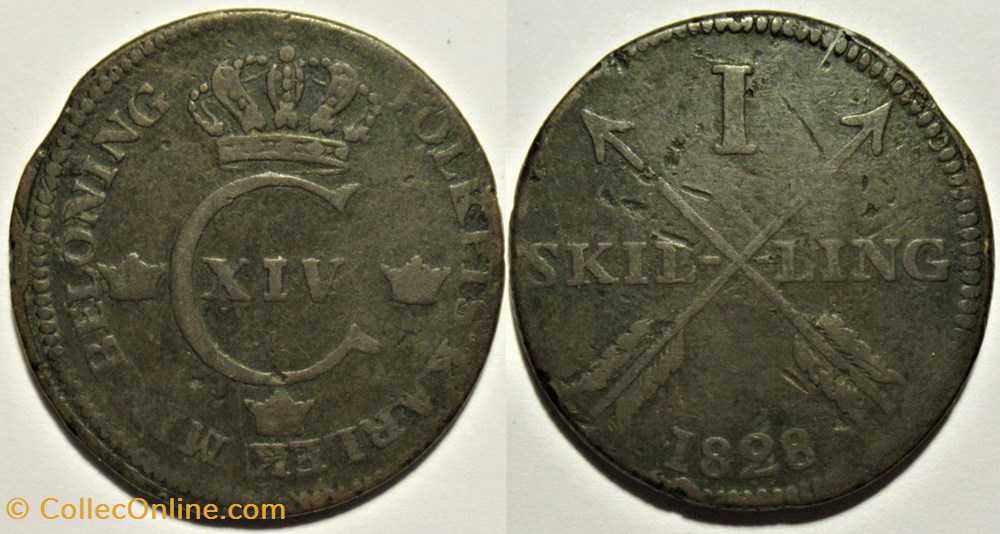 Sweden - Carl XIV Johan - 1 Skilling 1828 - Monnaies - Monde - Suède