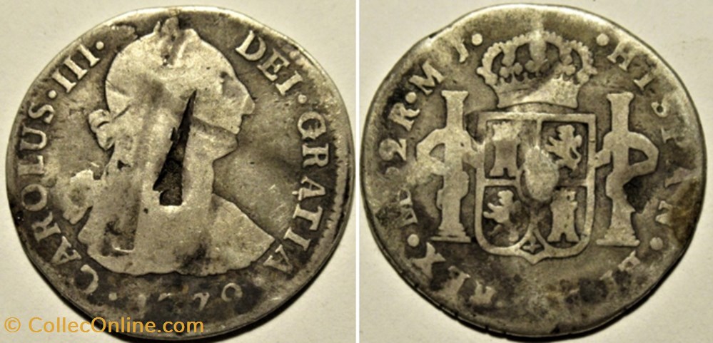 monnaies monde perou peru 2 reales 1779 lima carlos iii de espana