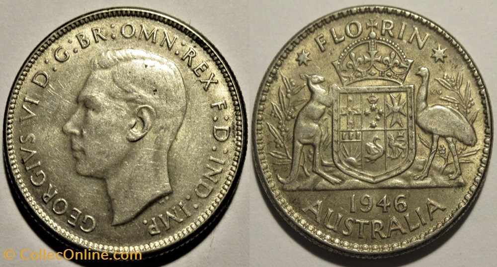 monnaies monde australie george vi one florin 1946 melbourne australia
