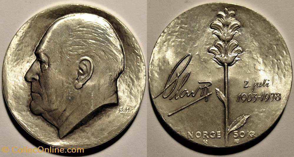 Olav V of Norway - 50 Kronor 1978 - King's Birthday monnaies monde norvege olav v of norway 50 kronor 1978 king s birthday