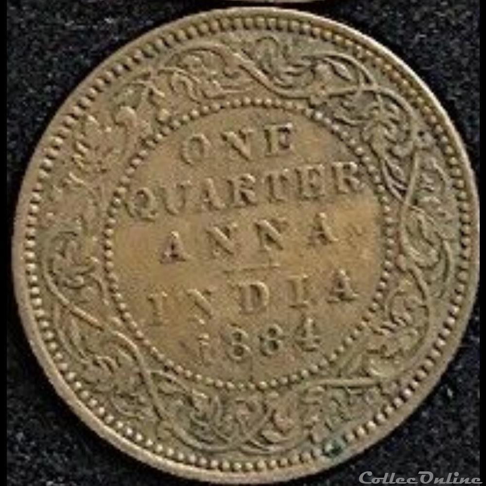 Victoria - One Quarter Anna 1884 - British India monnaie monde inde victoria one quarter anna 1884 british india