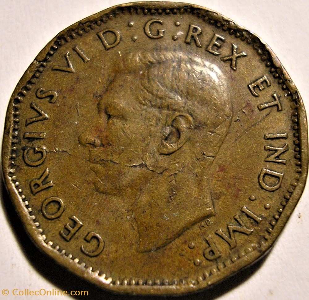 George VI - Five Cents 1943 Victory - Die crack monnaie monde canadum george vi five cents 1943 victory die crack