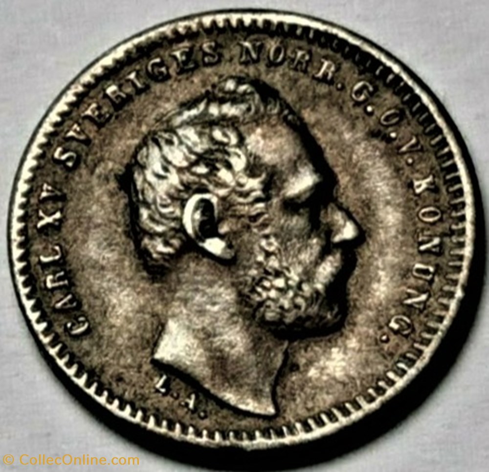 Sweden - Carl XV - 10 Öre 1871 monnaies monde suede sweden carl xv 10 ore 1871