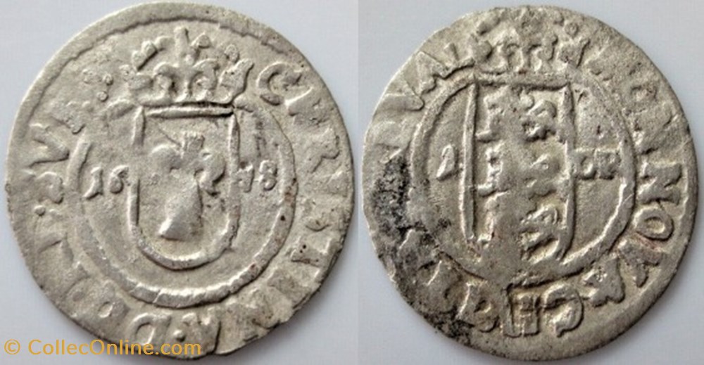monnaies europe medievale royaume suede christina of sweden 1 ore 1648 city of reval estonia