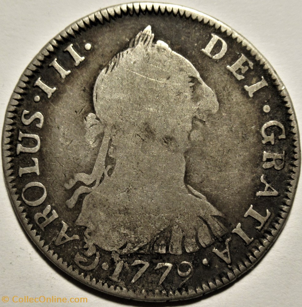 4 Reales 1779 Potosi Carlos III Coins World Bolivia Face