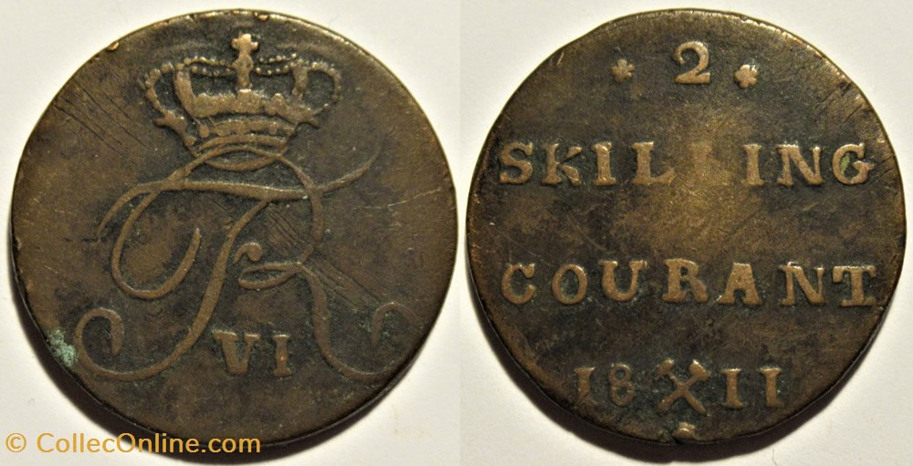 Frederick VI - 2 Skilling Courant 1811 Norway monnaies monde norvege frederick vi 2 skilling courant 1811 norway