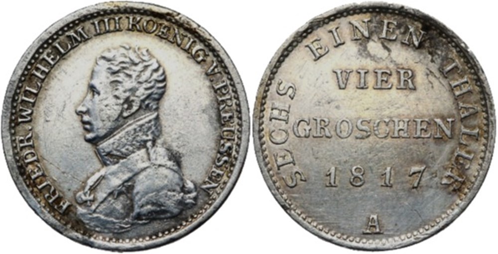 Friedrich Wilhelm III - 1/6 Thaler 1817 - Kingdom of Prussia monnaies europe medievale saint empire romain germanique friedrich wilhelm iii 1 6 thaler 1817 kingdom of prussia